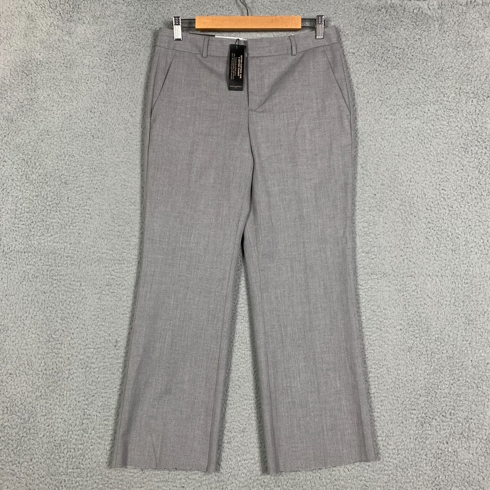 Banana Republic Logan Trouser Womens‎ 4 Light Grey Unhemmed Straight Fit NWT $89